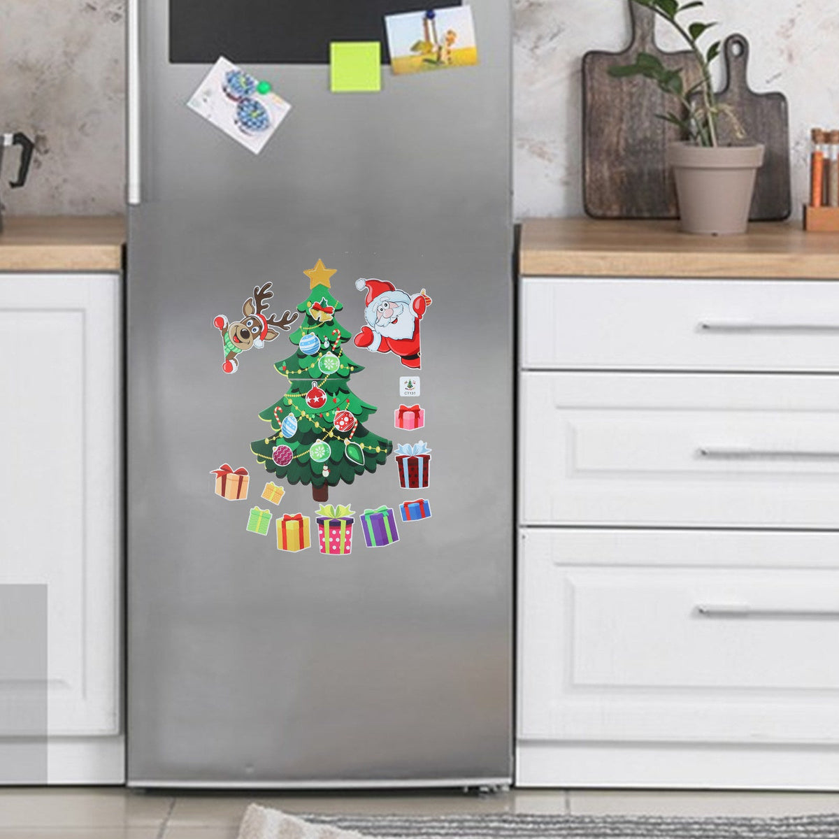 Christmas Decorations Magnetic Set for the Fridge with Santa and Reindeer