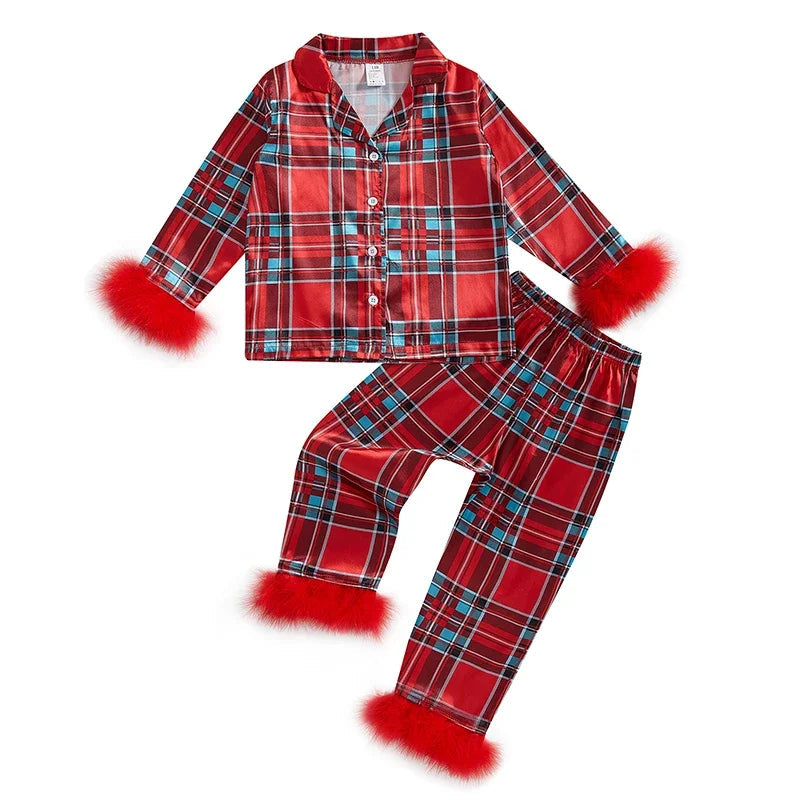 Christmas Pajamas Toddler Santa Snowflake Set with Soft Fur Trim