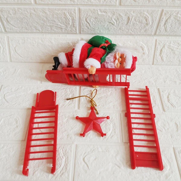 Christmas Lights Santa Climbing with a Quiet Motor and Songs