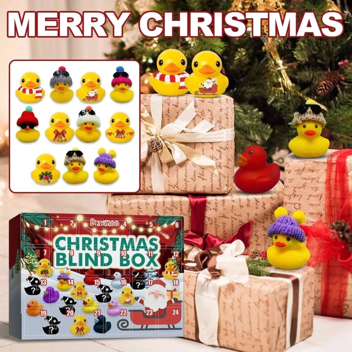 Advent Calendar Squeaky Ducks with 24 Designs for Bath Time