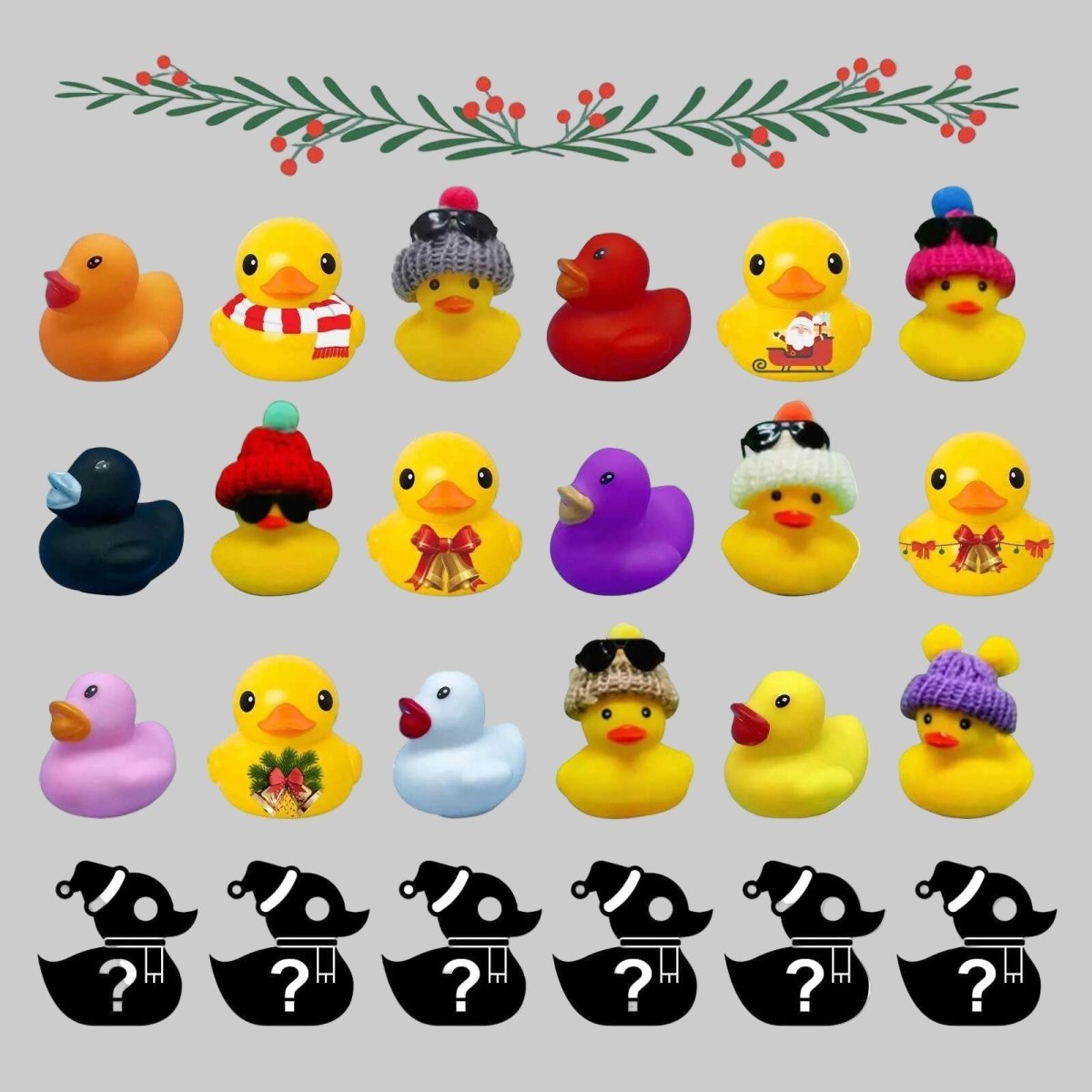 Advent Calendar Squeaky Ducks with 24 Designs for Bath Time