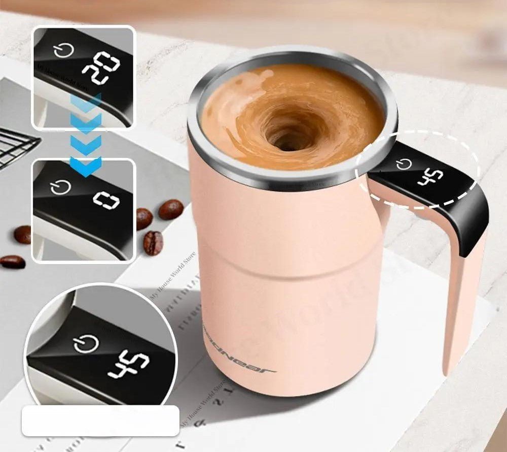 Self Stirring Mug Portable Travel Cup with Digital Temperature Display