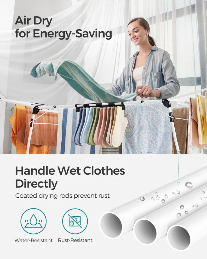 Laundry Drying Rack Foldable Winged Airer with 18m of Hanging Space in Steel
