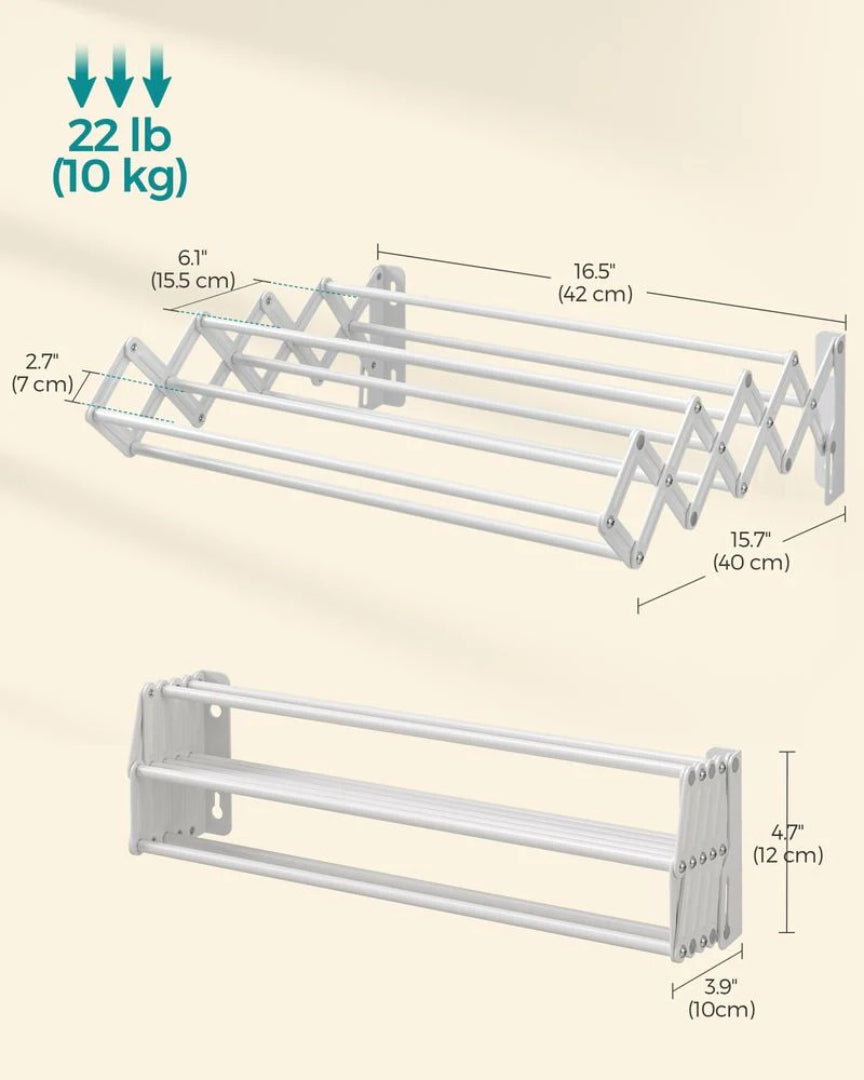 Wall Mounted Airer Expandable Accordion Drying Rack with 9 Steel Rods