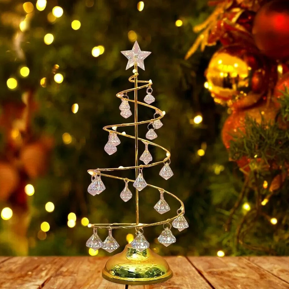Christmas Lights Crystal Spiral Tree with a Star on Top