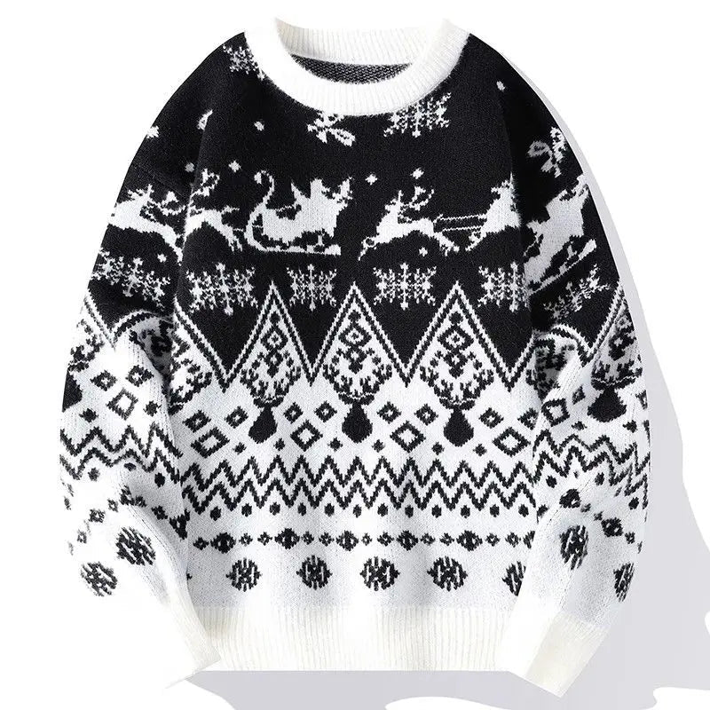 Christmas Sweater Alpine Reindeer Knit in Cotton Blend and Three Colours