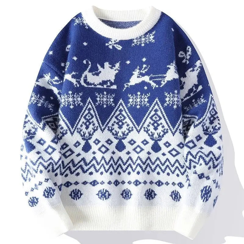 Christmas Sweater Alpine Reindeer Knit in Cotton Blend and Three Colours
