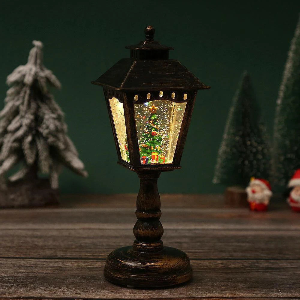 Christmas Lights Lit Globe with Santa and Snowman in Three Colours