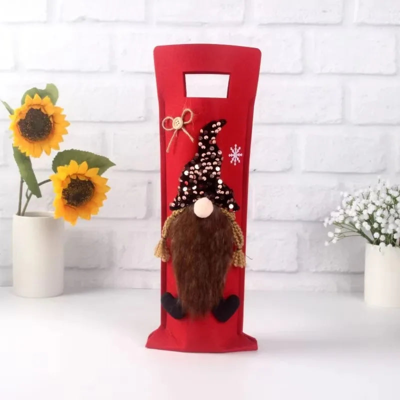 Christmas Decorations Bottle Cover Gnome in Six Designs