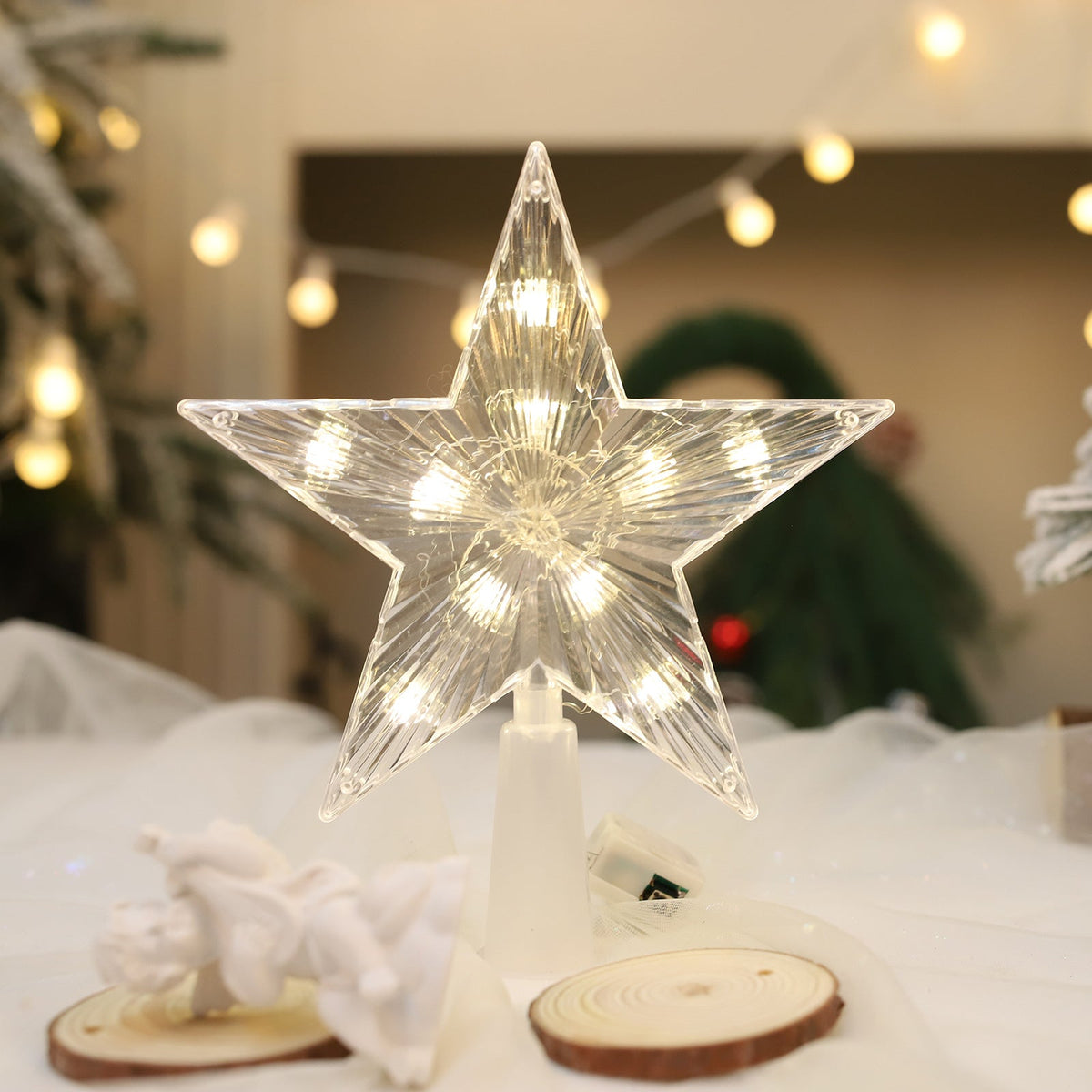 Christmas Lights Star Pendant Lit for a Branch or a Treetop