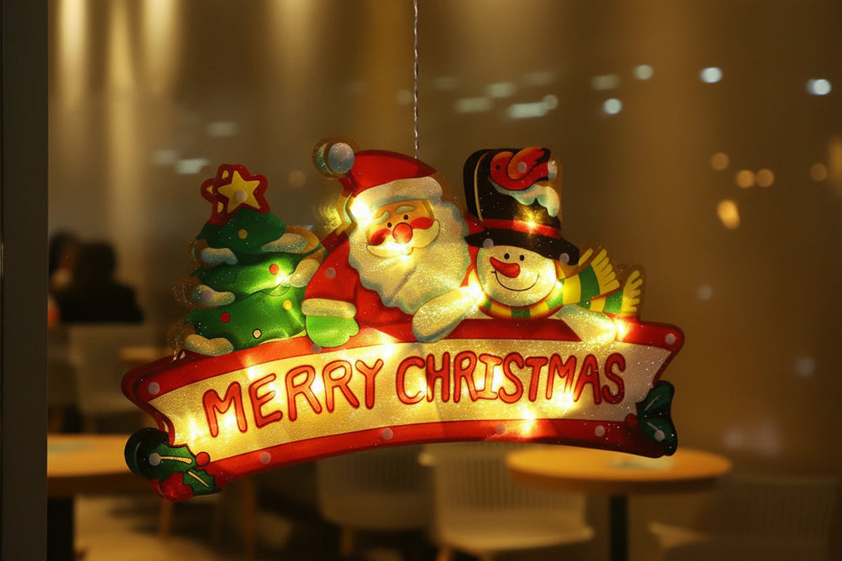Christmas Lights Window Lamp on a Suction Cup in Six Designs
