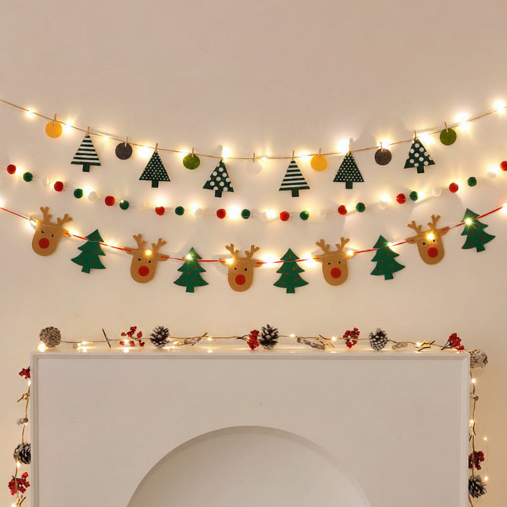 Christmas Lights Banner Garland Lettered for a Wall or Window