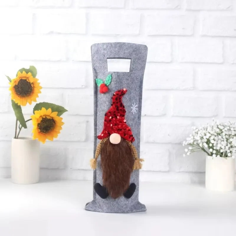 Christmas Decorations Bottle Cover Gnome in Six Designs