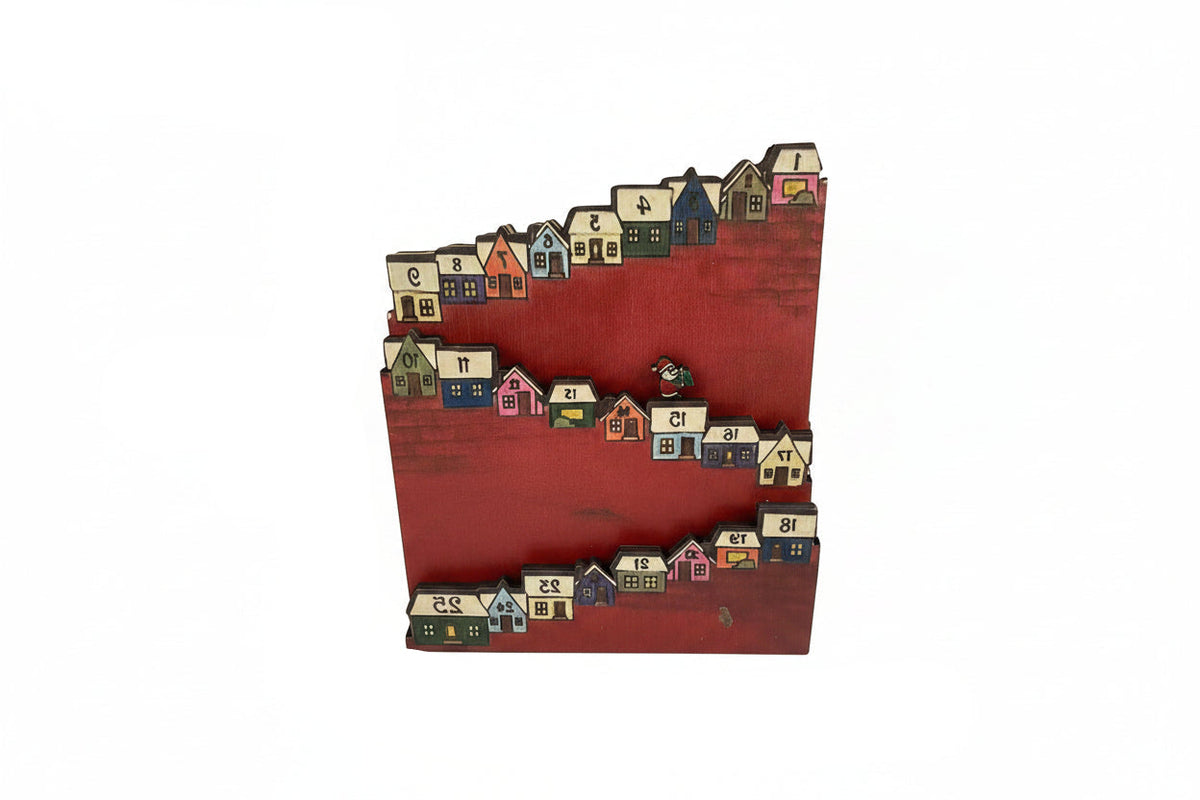 Advent Calendar Wooden House with 25 Numbered Drawers