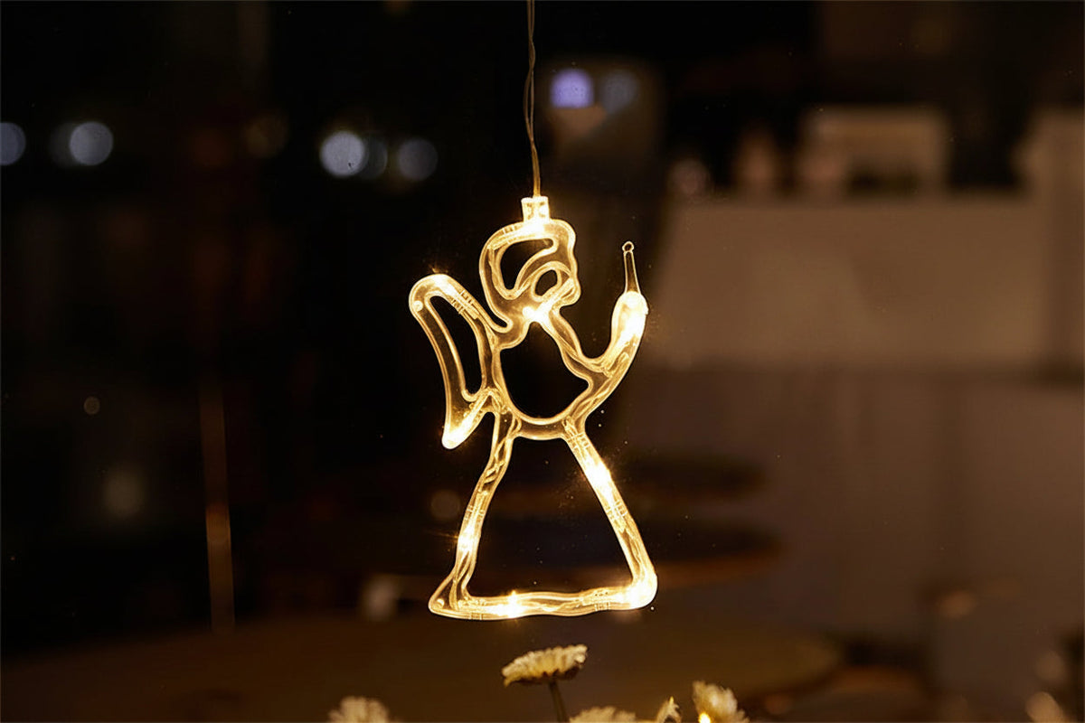 Christmas Lights Window Hangers in Nine Shapes on Batteries