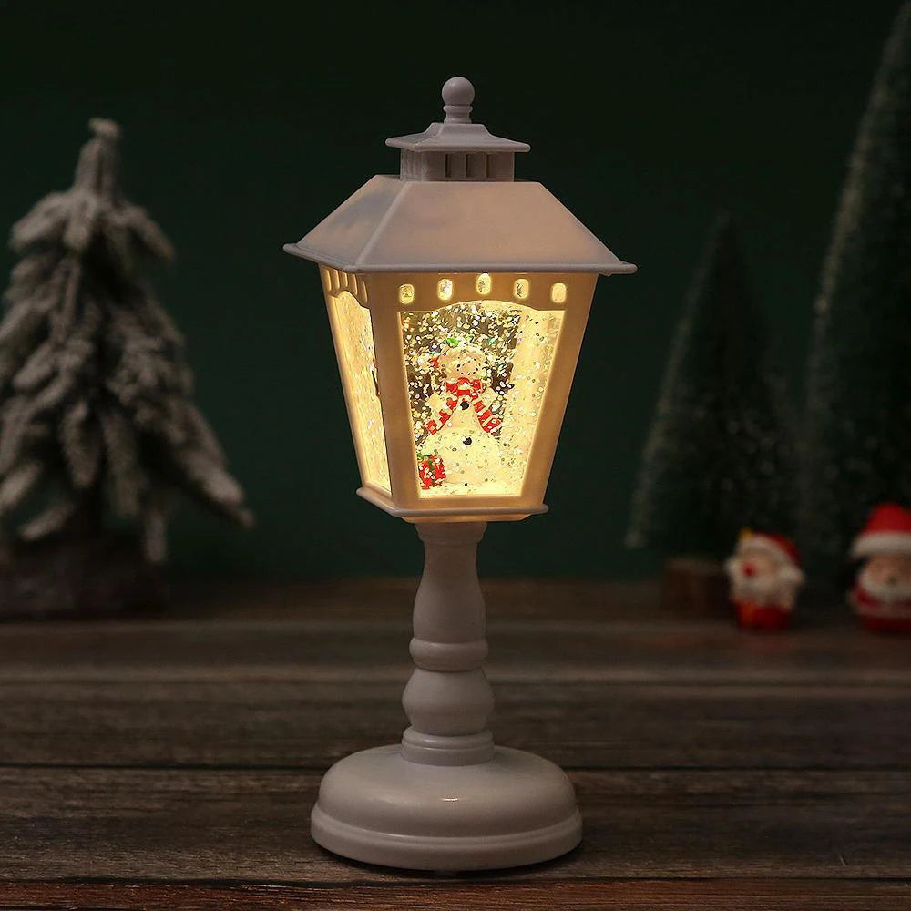 Christmas Lights Lit Globe with Santa and Snowman in Three Colours