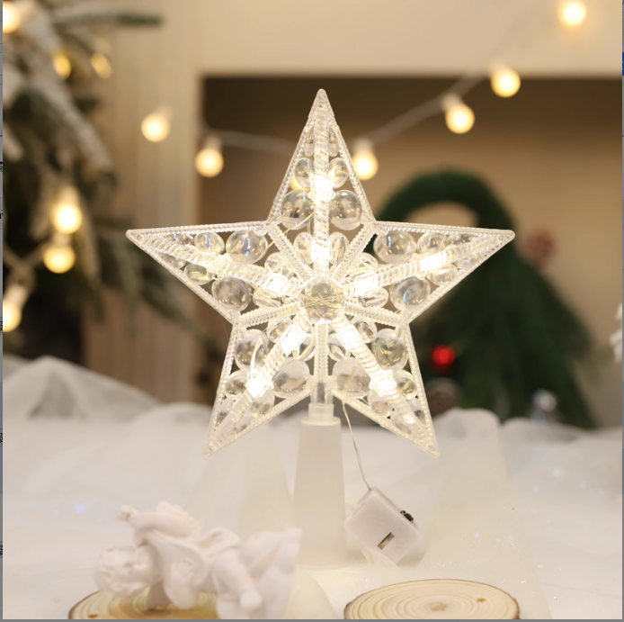Christmas Lights Star Pendant Lit for a Branch or a Treetop
