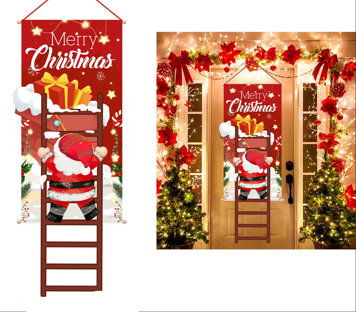 Christmas Decorations Hanging Banner for a Door or a Porch