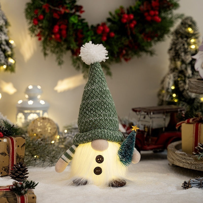 Christmas Lights Gnome Pair Knitted with a Soft Glow