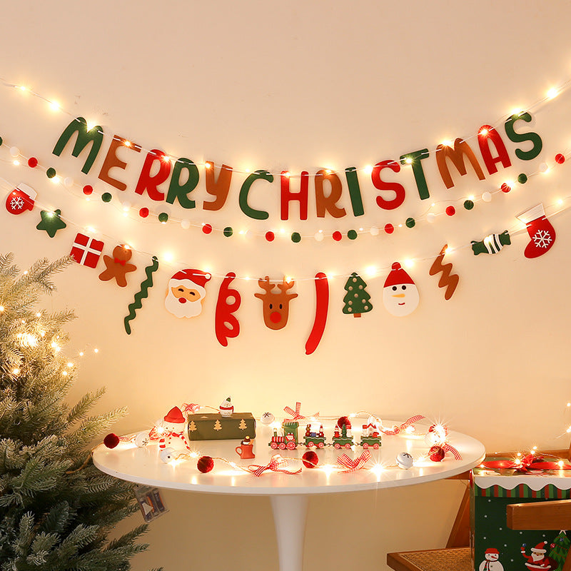 Christmas Lights Banner Garland Lettered for a Wall or Window