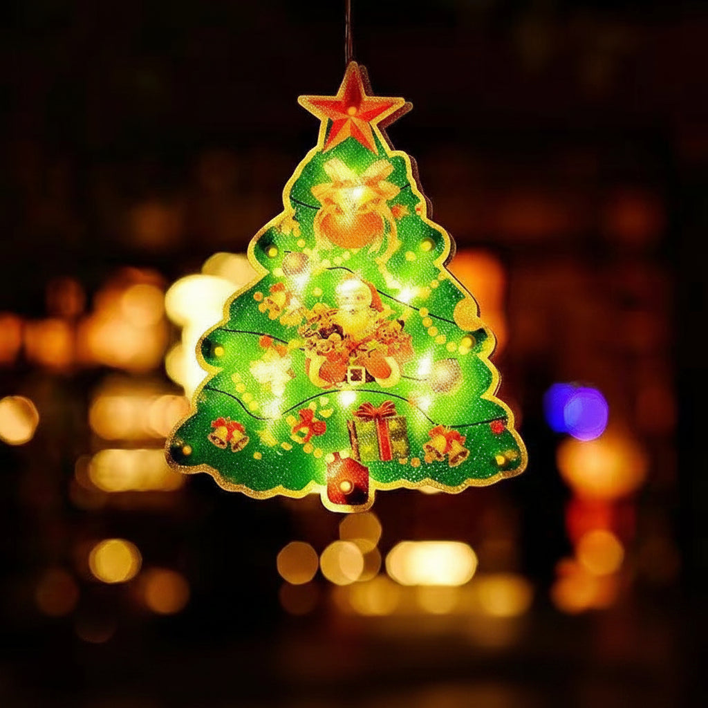 Christmas Lights Window Lamp on a Suction Cup in Six Designs