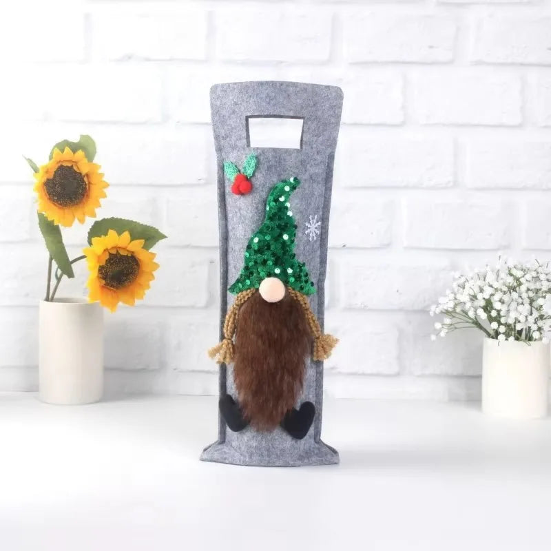 Christmas Decorations Bottle Cover Gnome in Six Designs