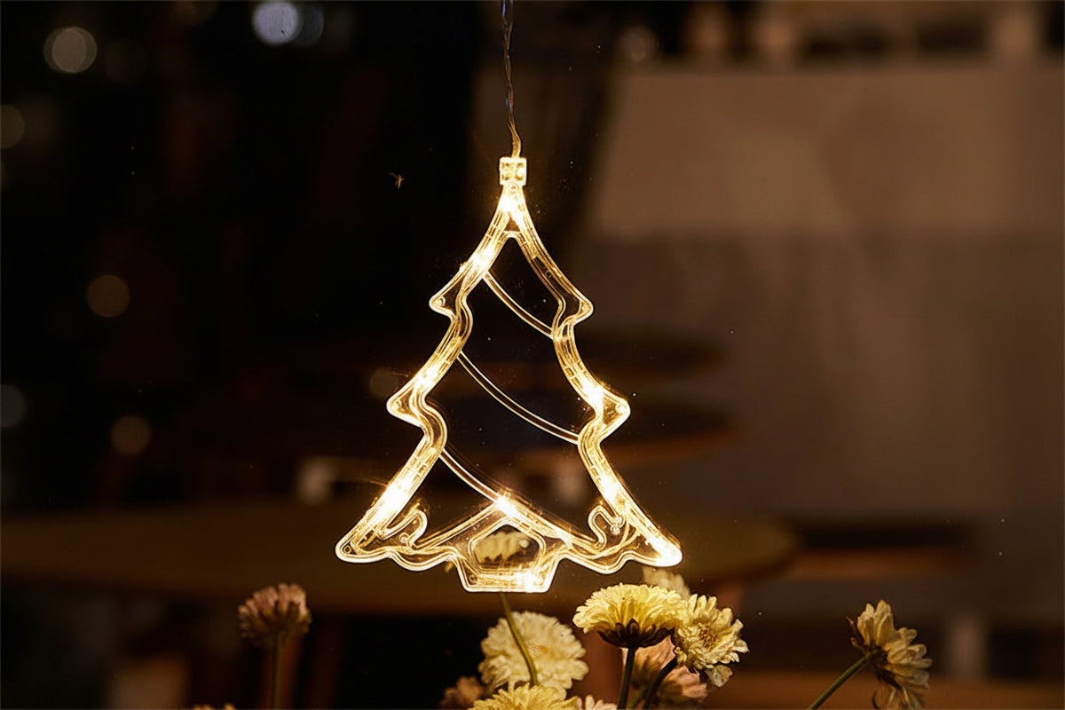 Christmas Lights Window Hangers in Nine Shapes on Batteries