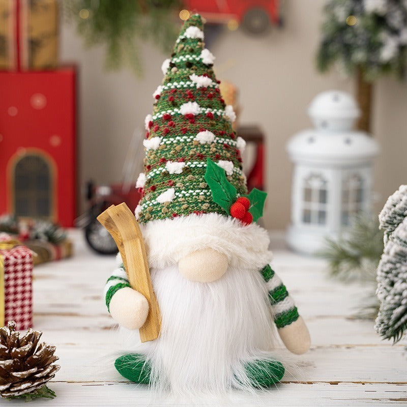 Christmas Lights Gnome Plush with a Tall Knitted Hat