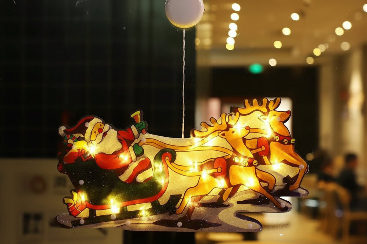 Christmas Lights Window Lamp on a Suction Cup in Six Designs