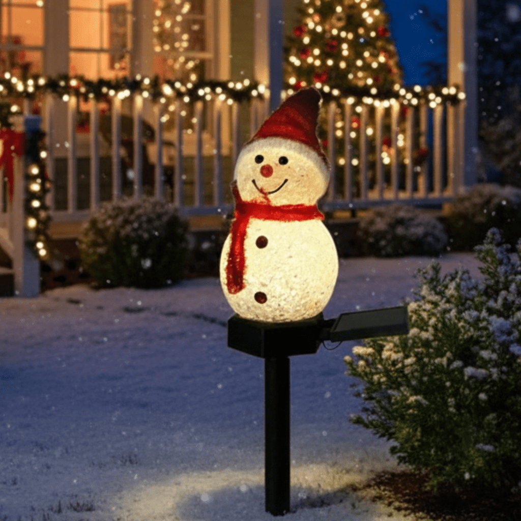 Christmas Lights Snowman Stakes Solar at 30 Inches Tall