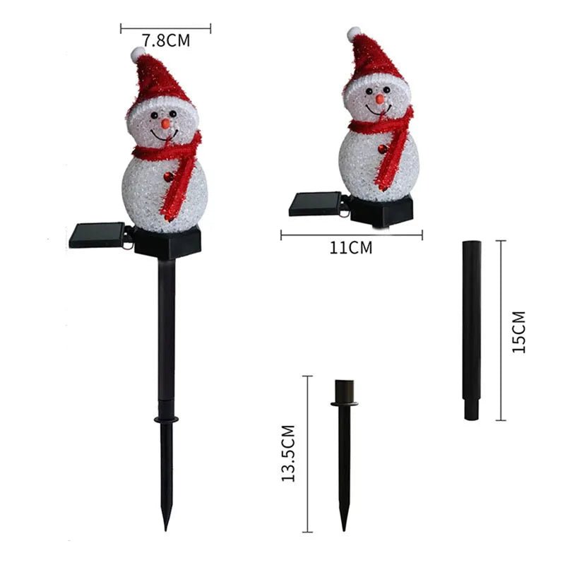 Christmas Lights Snowman Stakes Solar at 30 Inches Tall