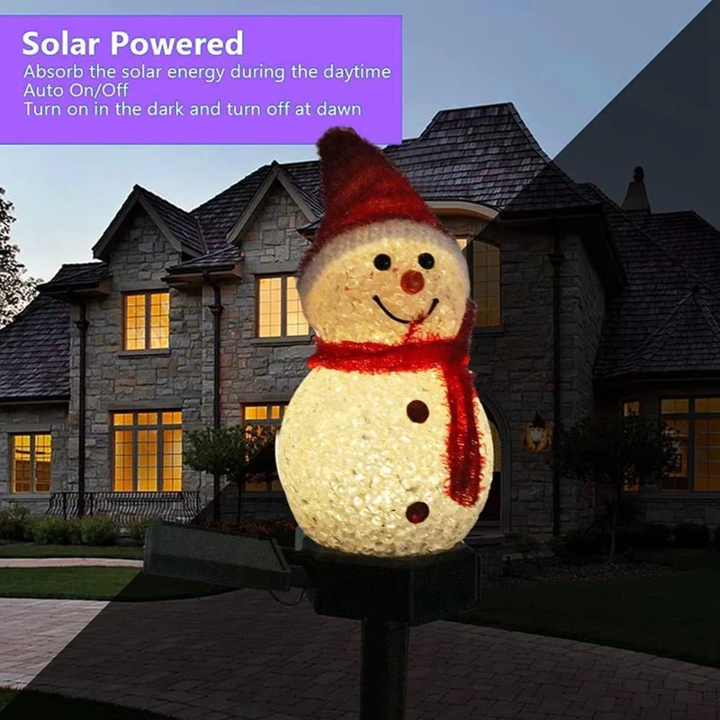 Christmas Lights Snowman Stakes Solar at 30 Inches Tall