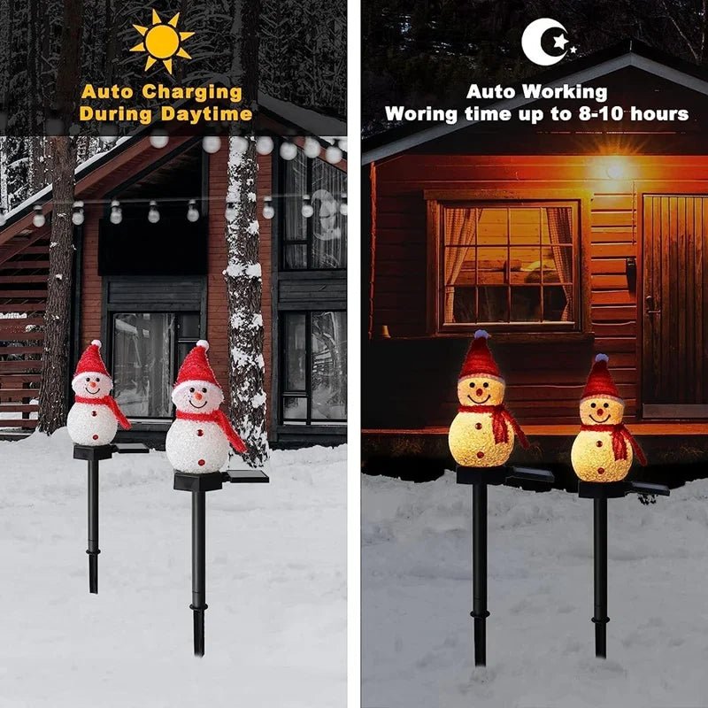 Christmas Lights Snowman Stakes Solar at 30 Inches Tall