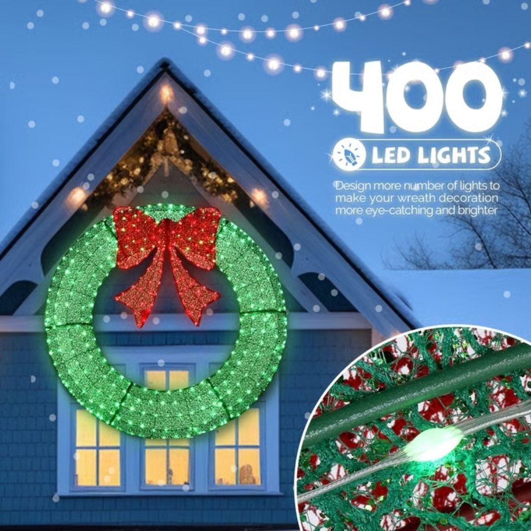 Christmas Wreath Large 40 cm with 400 Warm LEDs and Remote for Outdoors