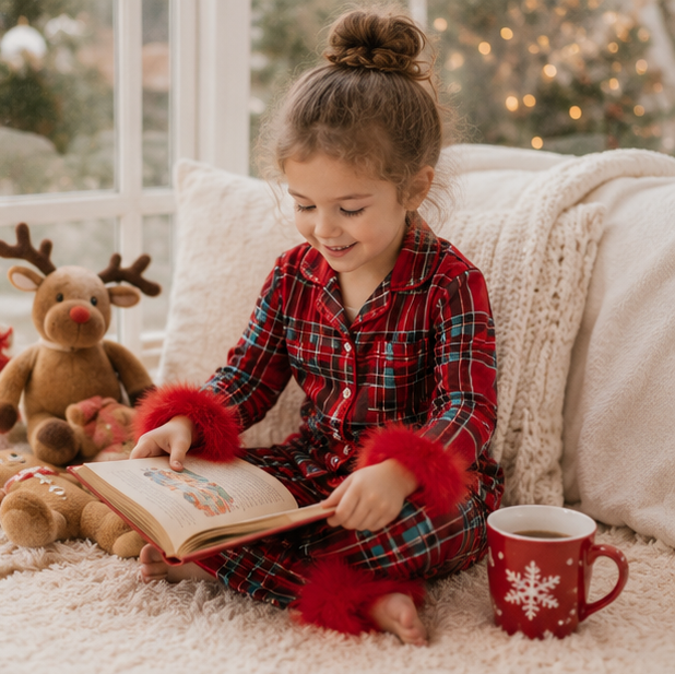 Christmas Pajamas Toddler Santa Snowflake Set with Soft Fur Trim