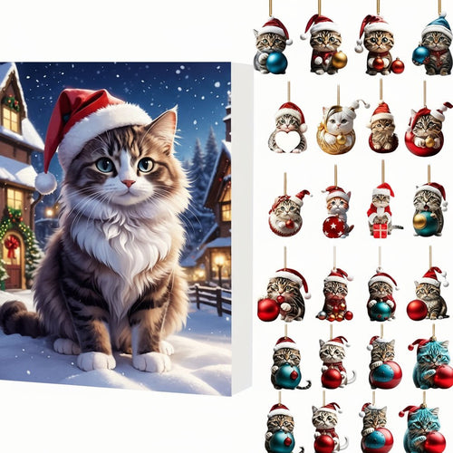 Advent Calendar Cat Charms 24 Retro Acrylic Pieces to Keep