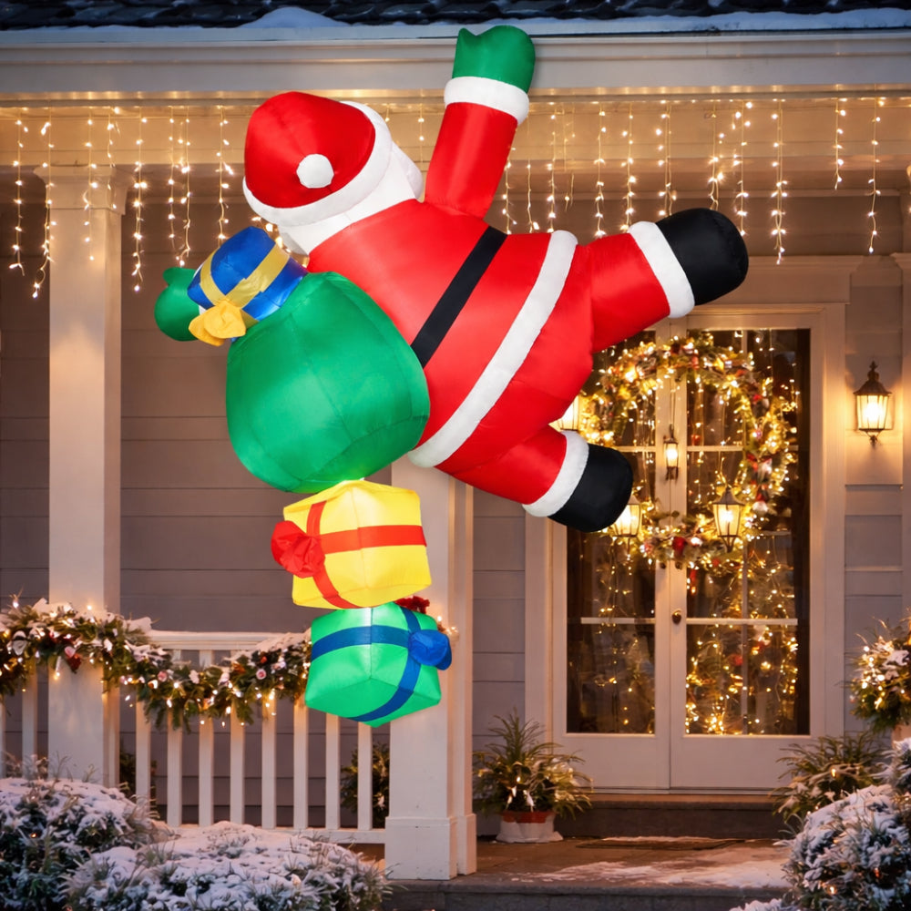 Christmas Decorations Inflatable Santa Climbing with LEDs for a Yard