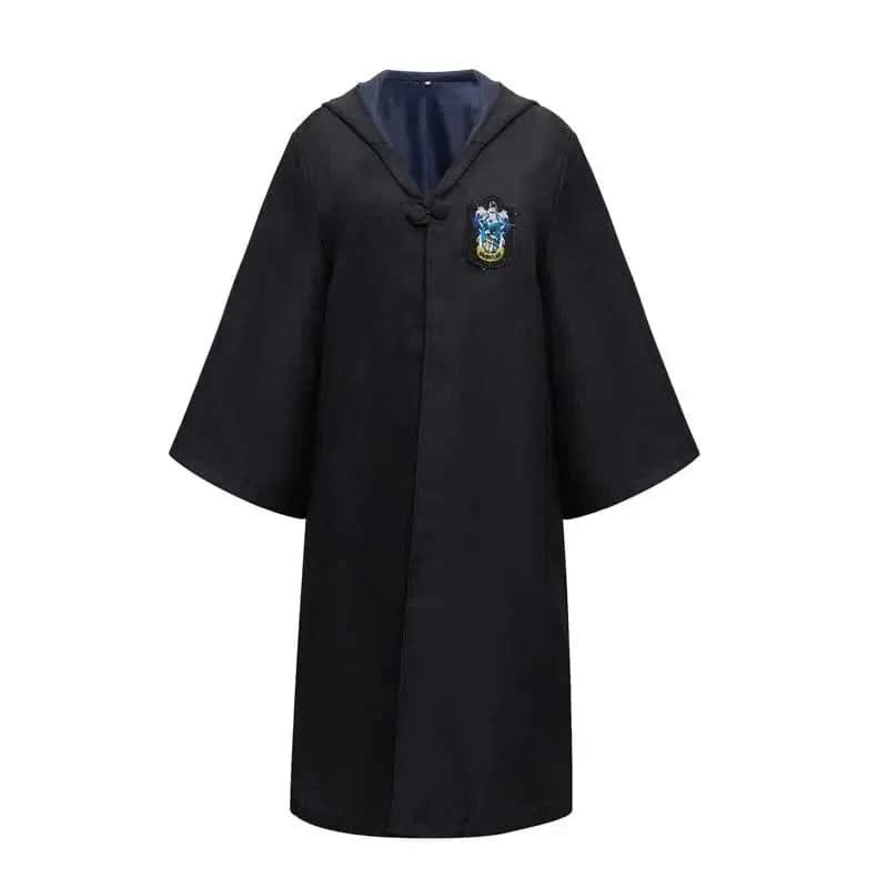 Wizard Robe Costume Hooded with Embroidered Crest and Ankle Length Cut for Cosplay