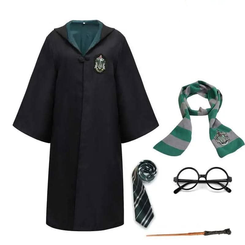 Wizard Robe Costume Hooded with Embroidered Crest and Ankle Length Cut for Cosplay